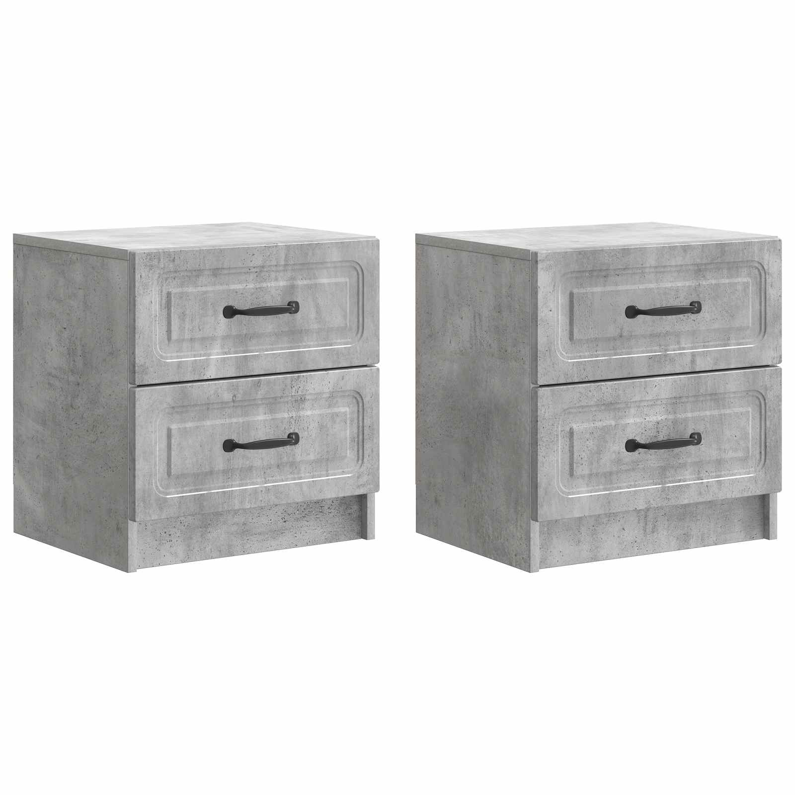 Nachttisch 2 pcs Betongrau 43 x 34,5 x 44,5 cm Holzwerkstoff