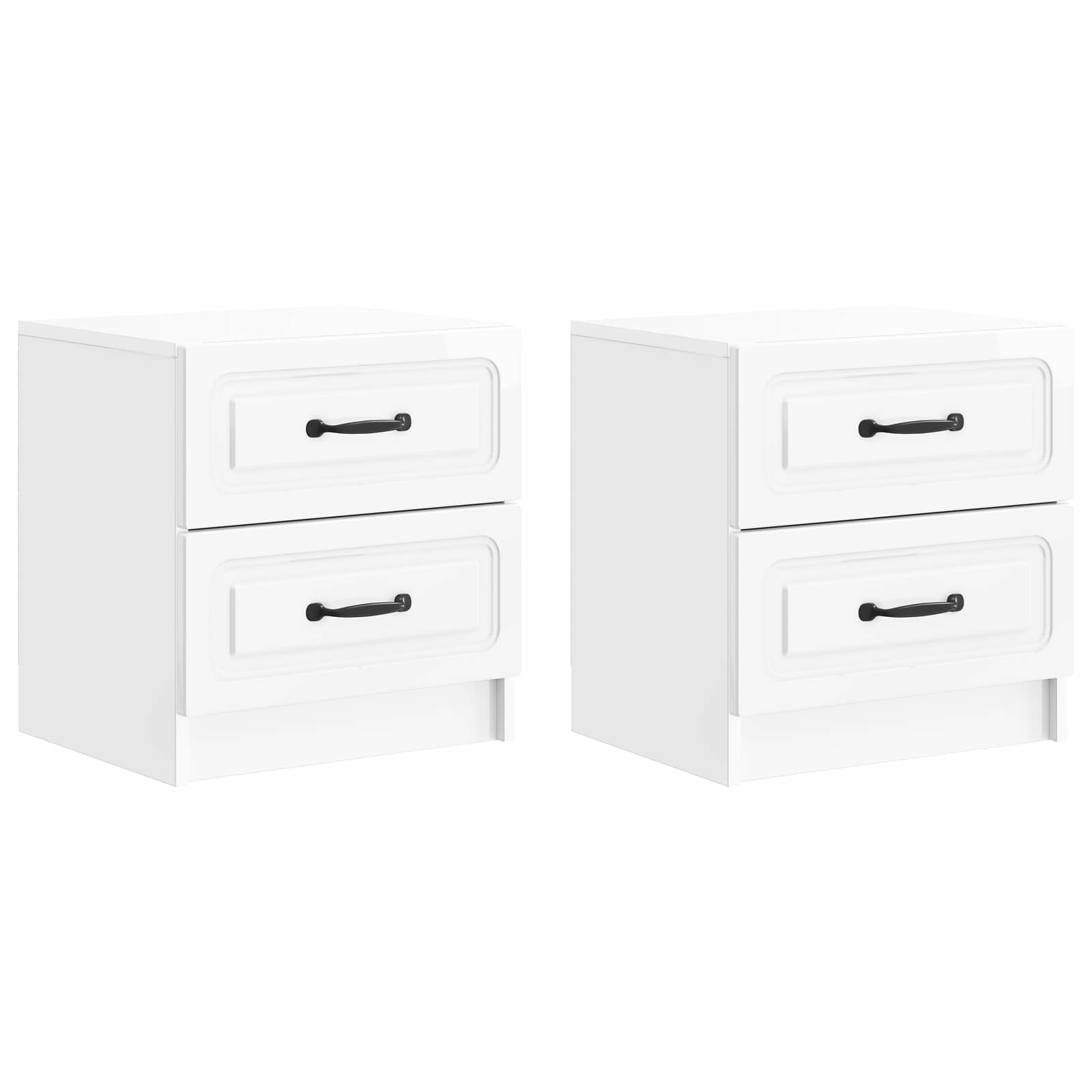 Nachttisch 2 pcs Hochglanz Weiß 43 x 34,5 x 44,5 cm