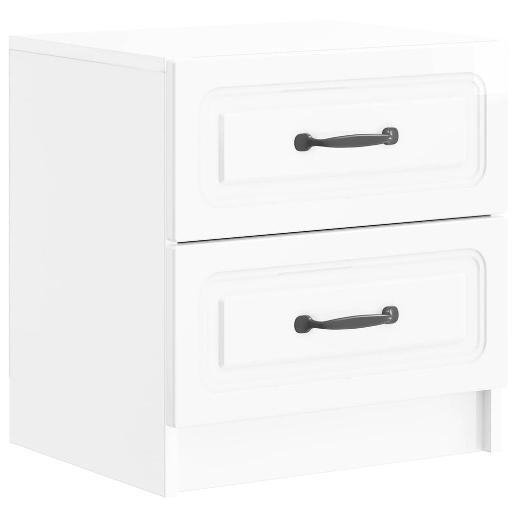 Nachttisch 2 pcs Hochglanz Weiß 43 x 34,5 x 44,5 cm