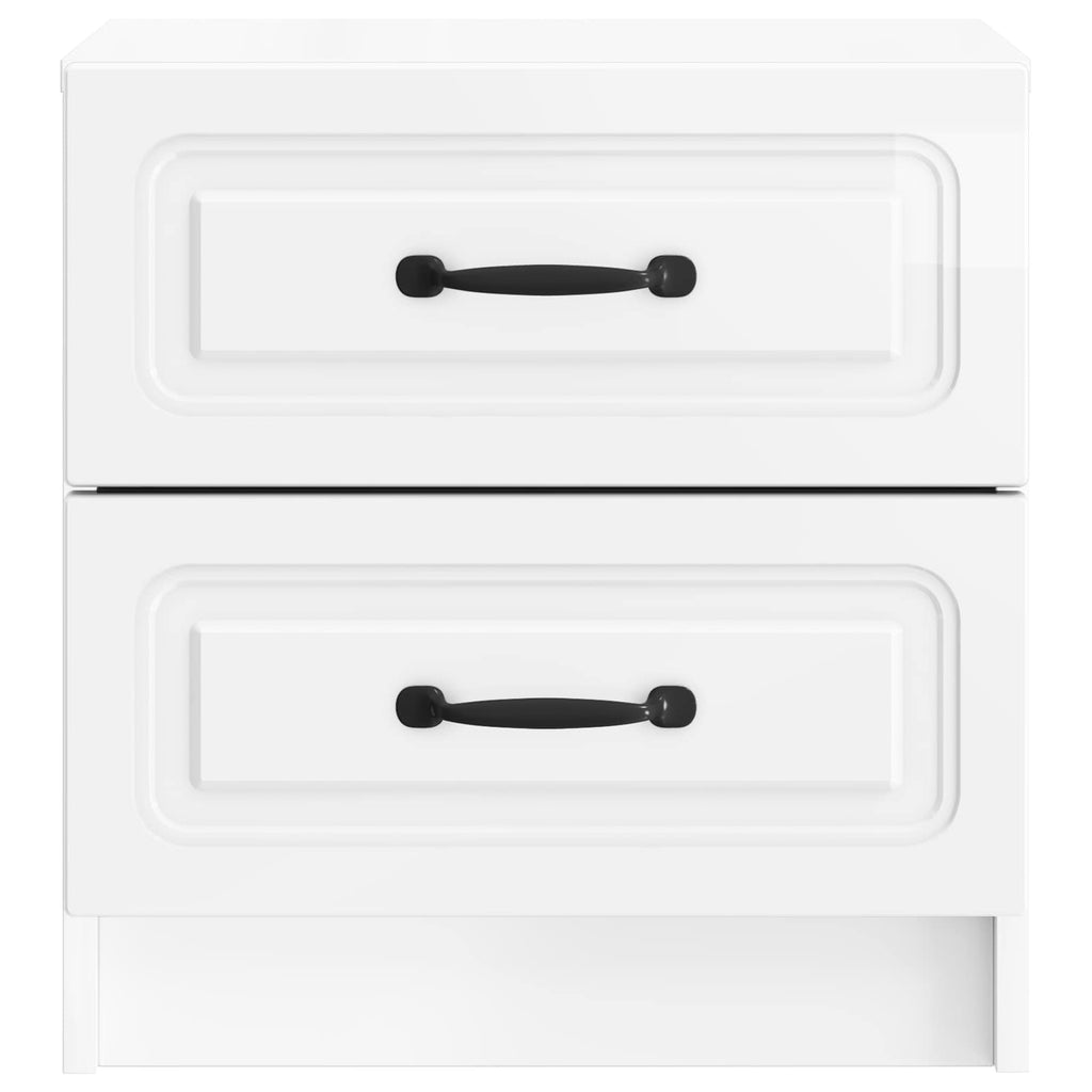 Nachttisch 2 pcs Hochglanz Weiß 43 x 34,5 x 44,5 cm