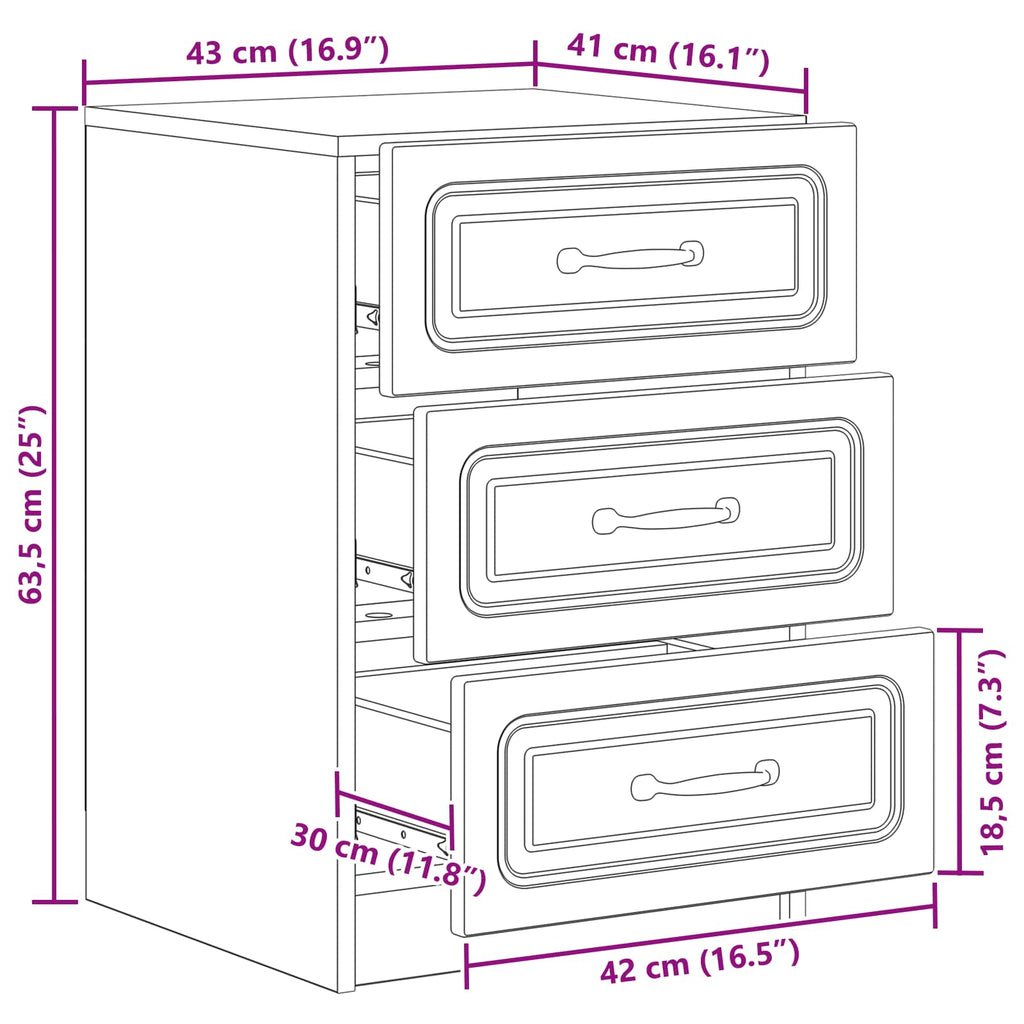 Nachttisch Altholz 43 x 41 x 63,5 cm Holzwerkstoff