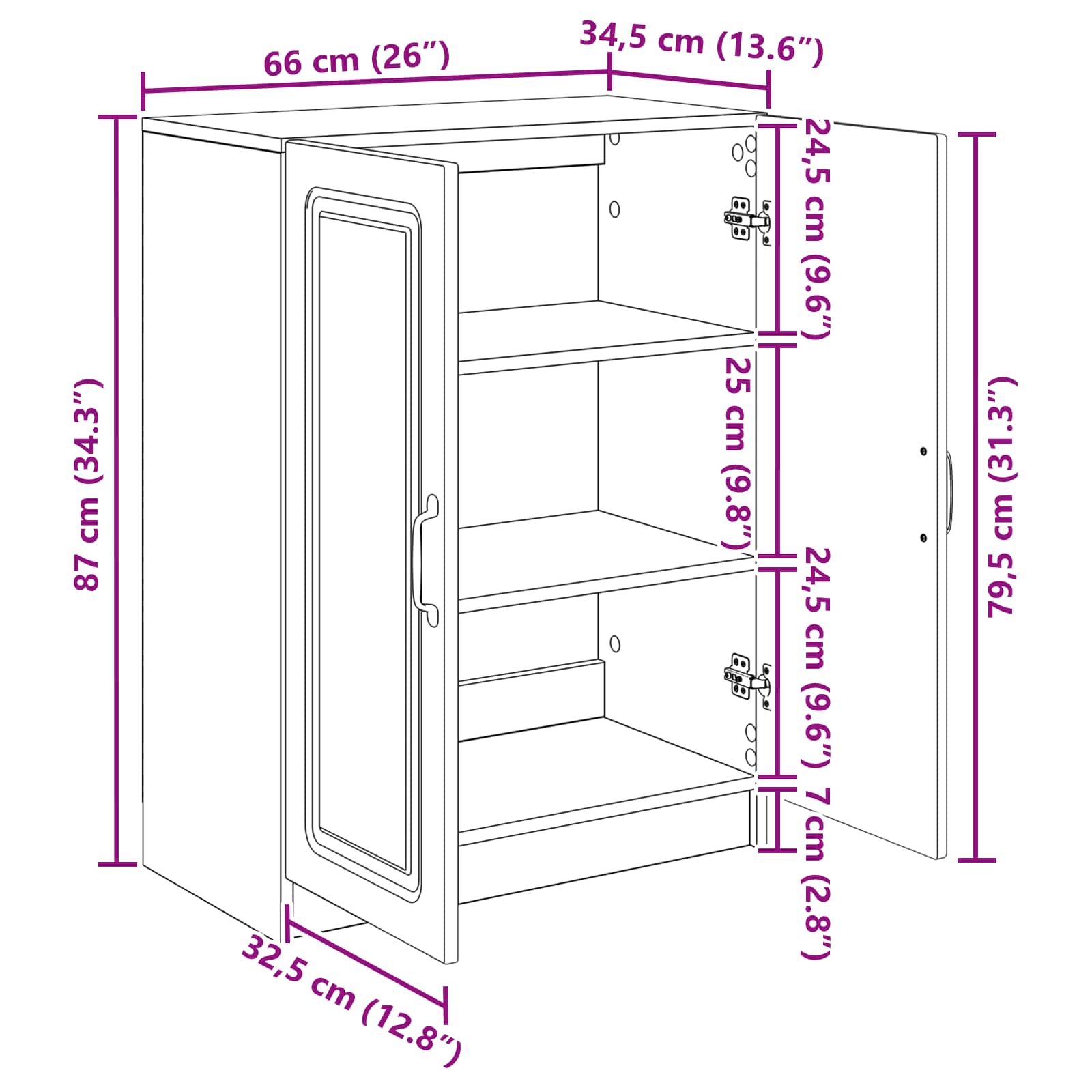 Sideboard Altholz 66 x 34,5 x 87 cm Holzwerkstoff