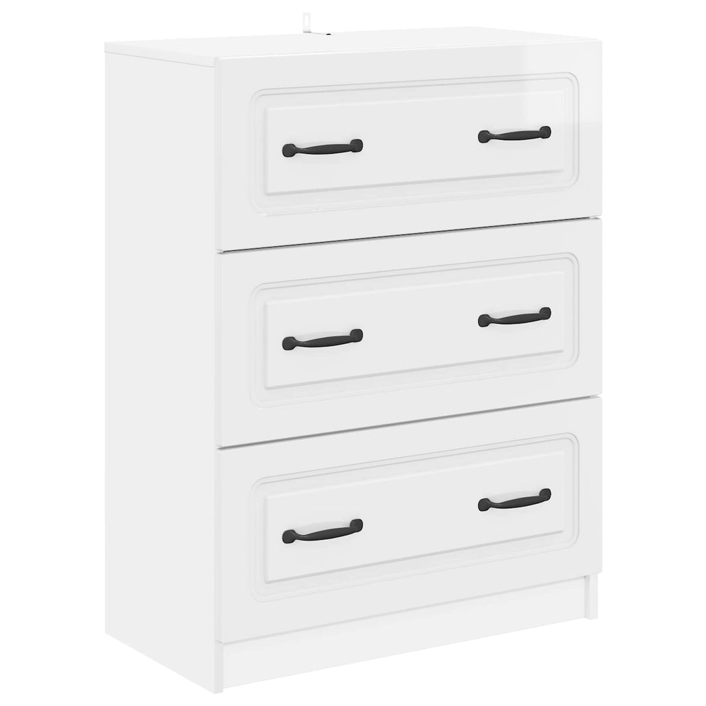 Schubladenschrank Hochglanz Weiß 66 x 34,5 x 87 cm