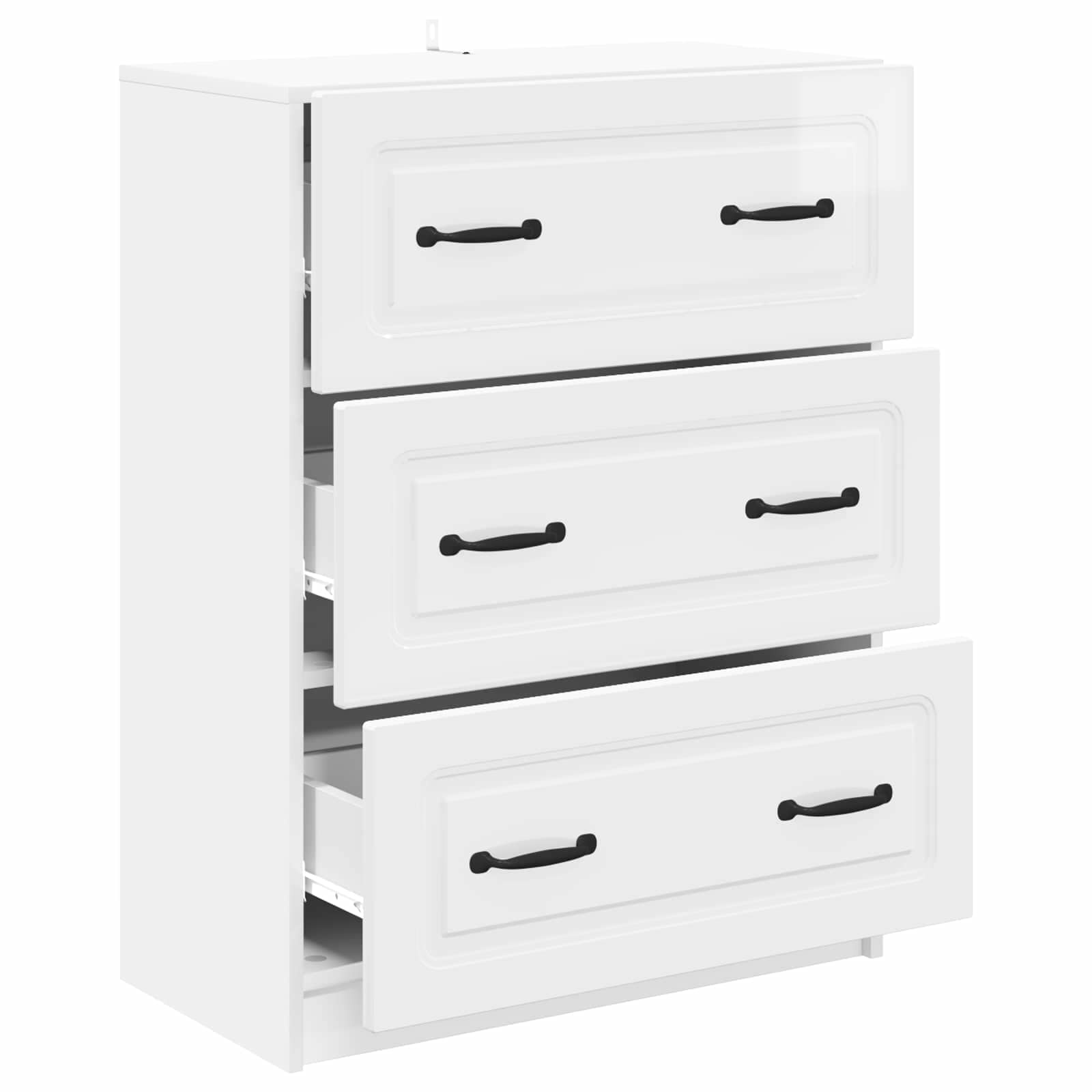 Schubladenschrank Hochglanz Weiß 66 x 34,5 x 87 cm