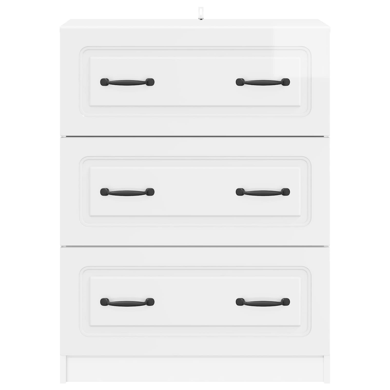 Schubladenschrank Hochglanz Weiß 66 x 34,5 x 87 cm