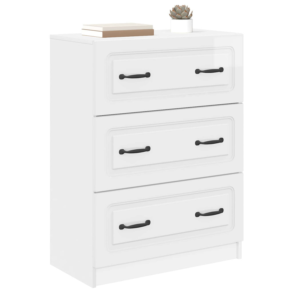 Schubladenschrank Hochglanz Weiß 66 x 34,5 x 87 cm