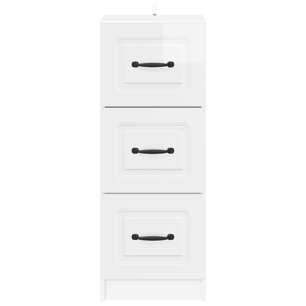 Schubladenschrank Hochglanz Weiß 33 x 34,5 x 87 cm