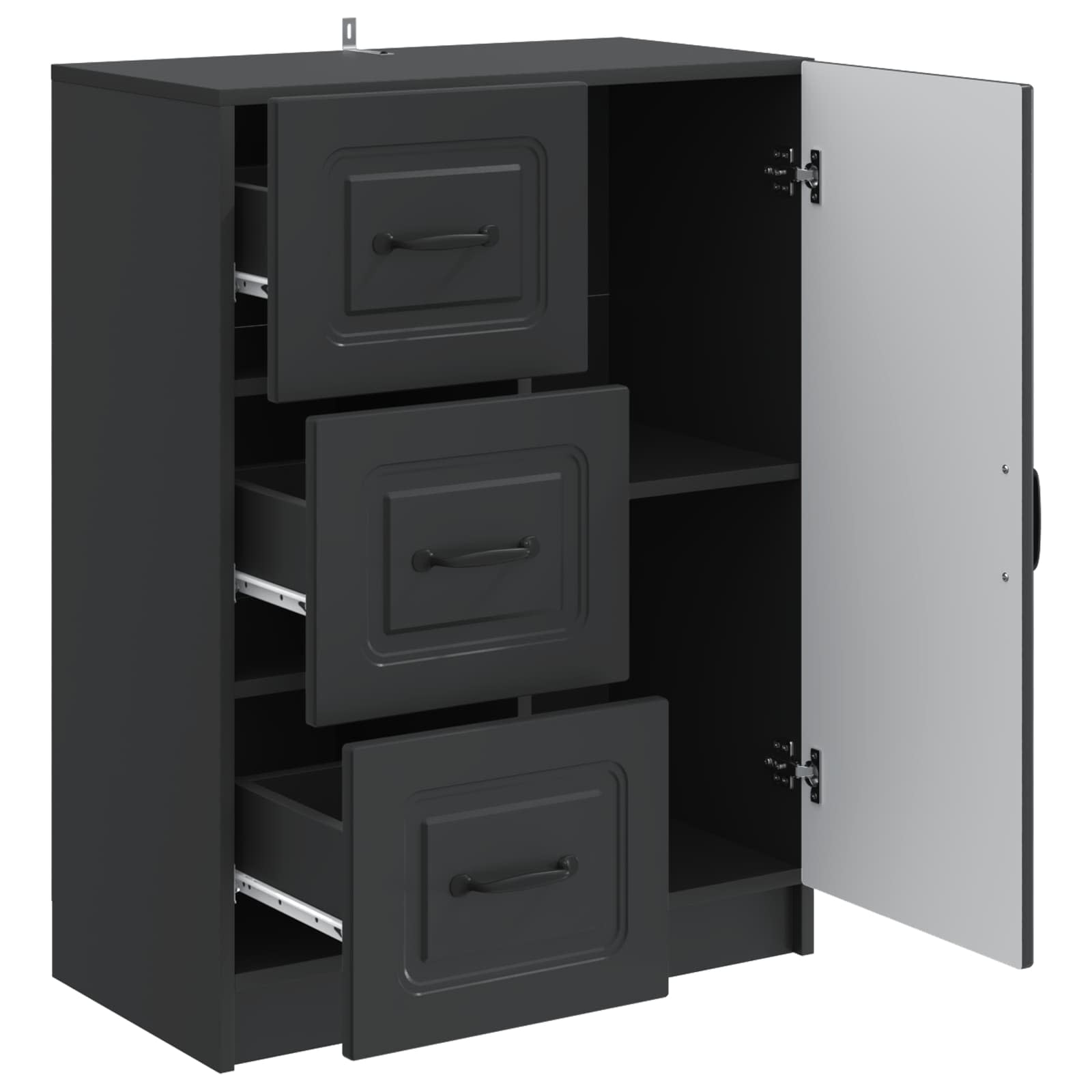 Sideboard Schwarz 66 x 34,5 x 87 cm Holzwerkstoff