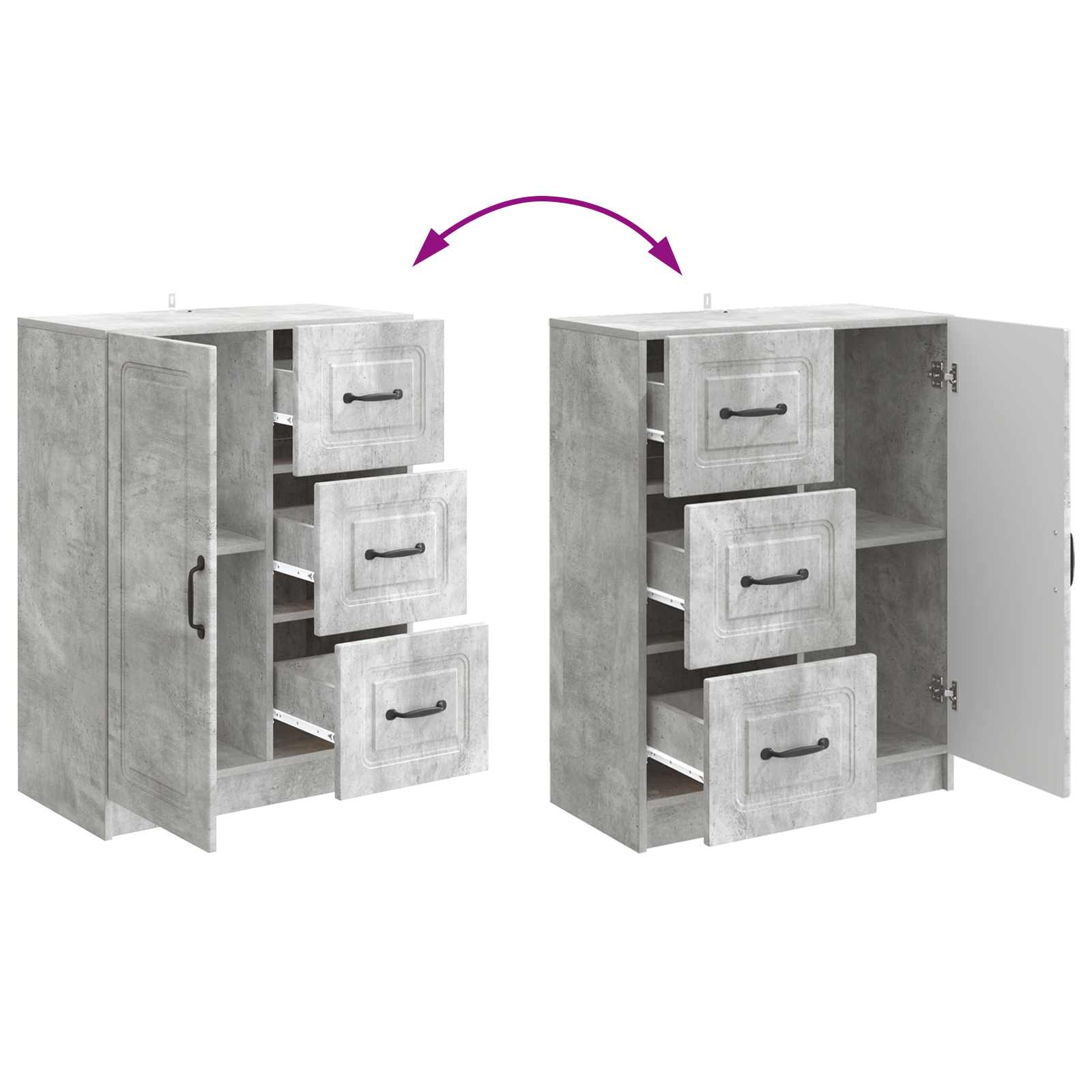 Sideboard Betongrau 66 x 34,5 x 87 cm Holzwerkstoff
