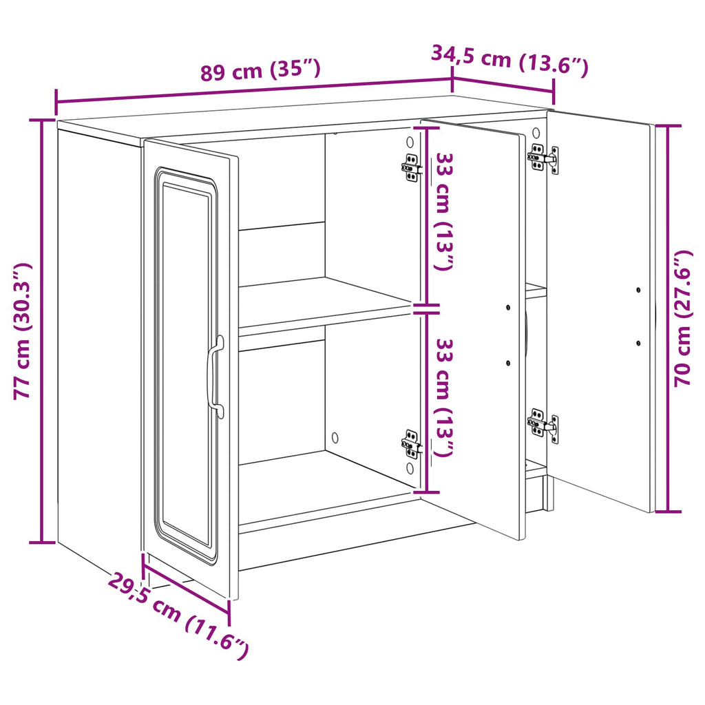 Sideboard Betongrau 89 x 34,5 x 77 cm Holzwerkstoff