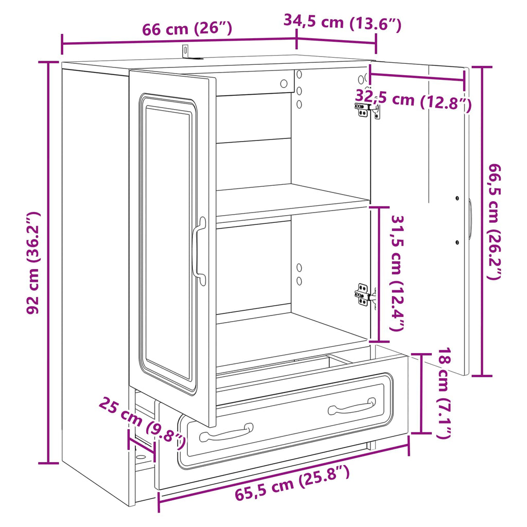 Sideboard Sonoma-Eiche 66 x 34,5 x 92 cm Holzwerkstoff