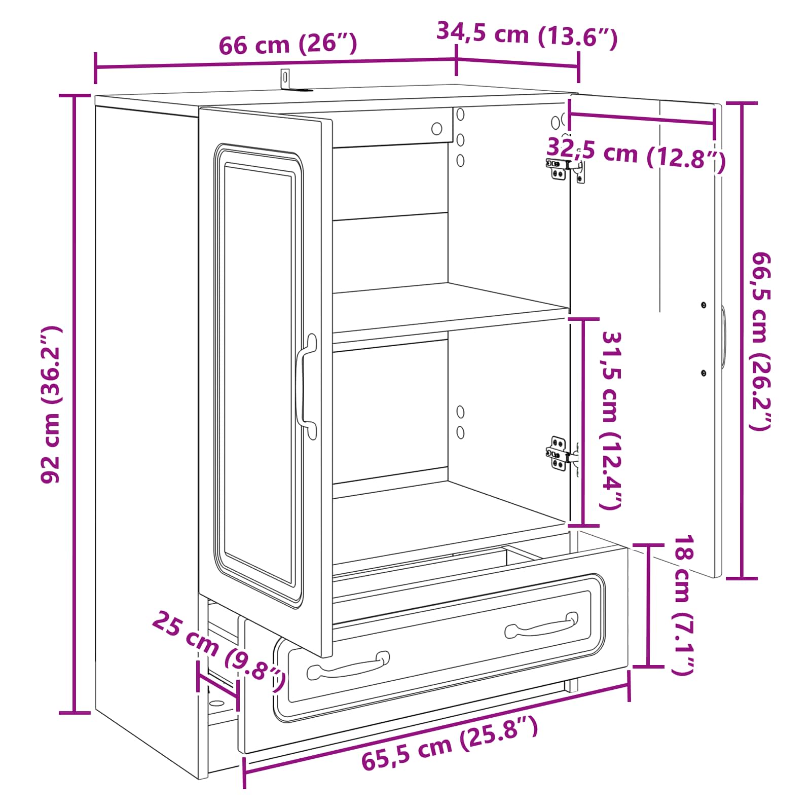 Sideboard Altholz 66 x 34,5 x 92 cm Holzwerkstoff