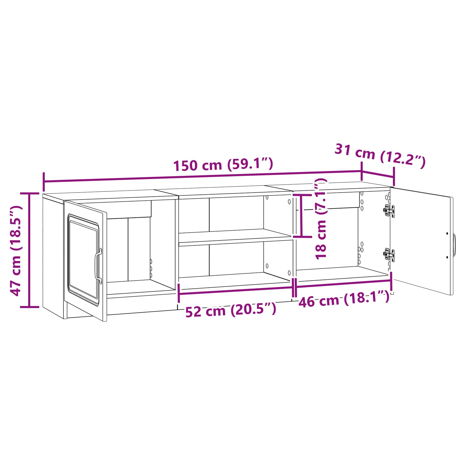 TV-Schränk Weiß 150 x 31 x 47 cm Holzwerkstoff