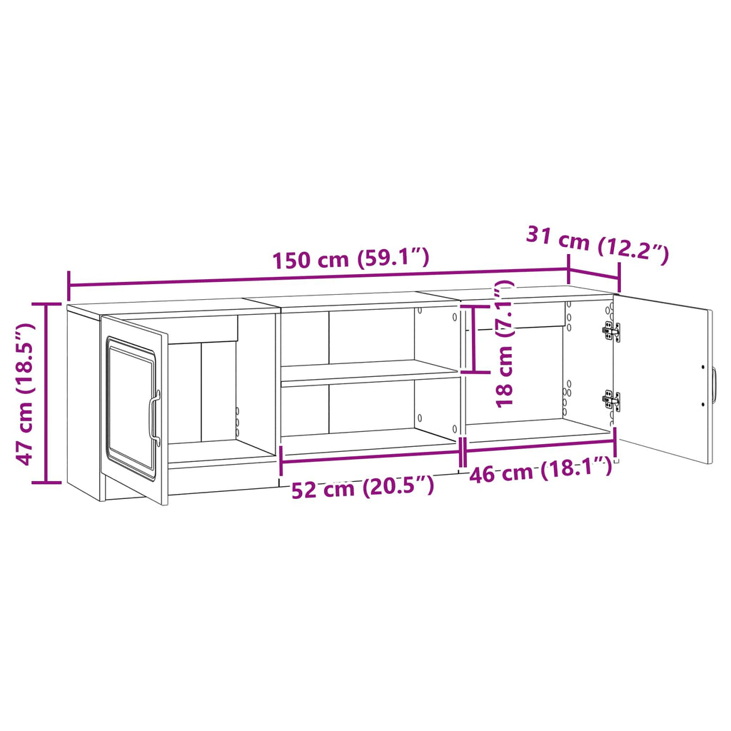 TV-Schränk Graues Sonoma 150 x 31 x 47 cm Holzwerkstoff