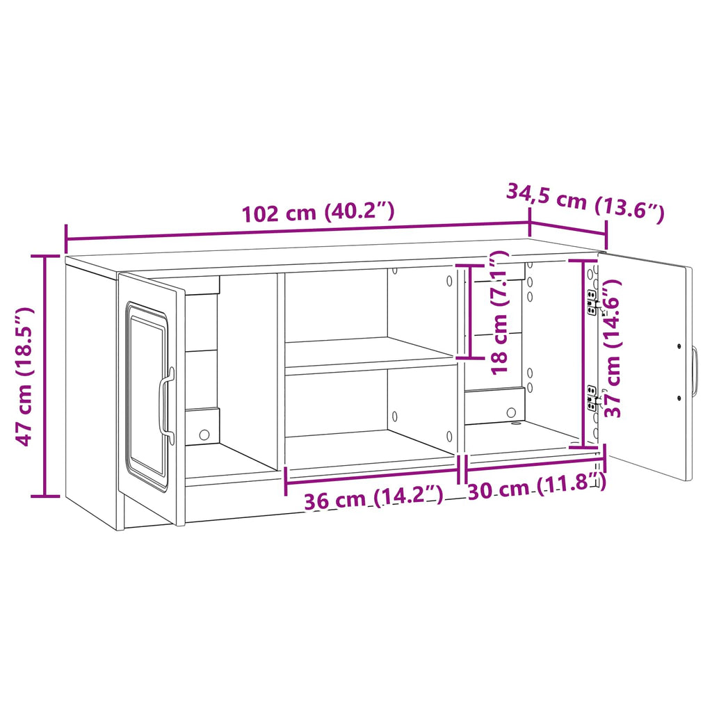 TV-Schränk Altholz 102 x 34,5 x 47 cm Holzwerkstoff