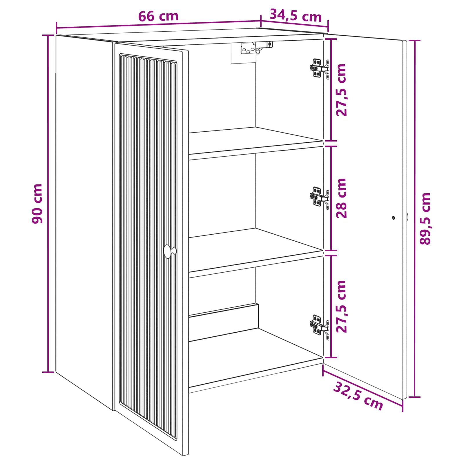 Wandschrank Sonoma-Eiche 66 x 34,5 x 90 cm Holzwerkstoff