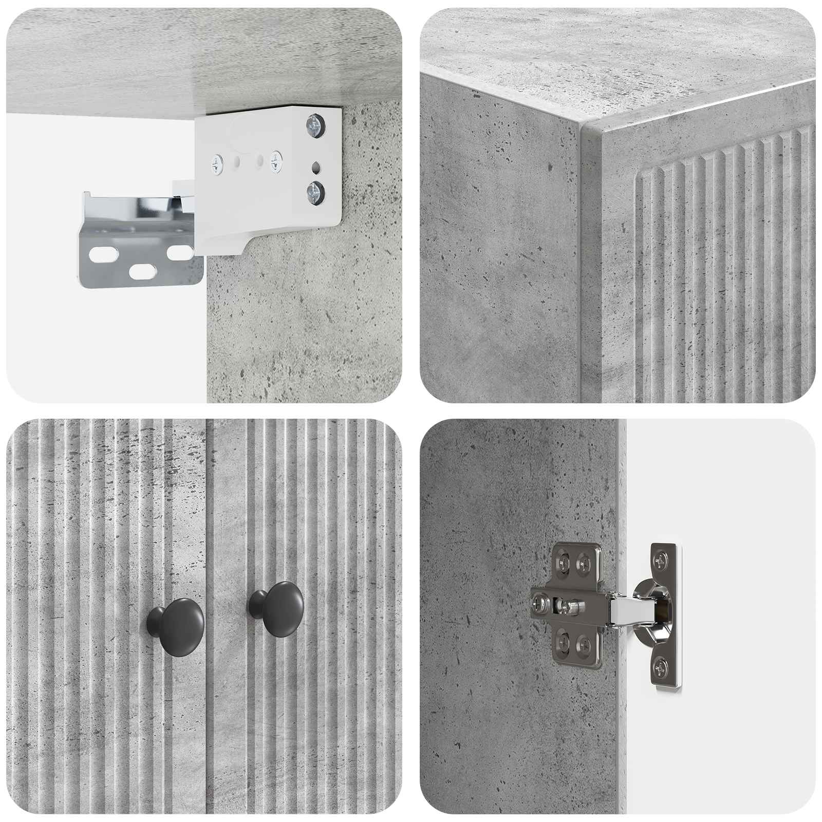 Wandschrank Betongrau 66 x 34,5 x 90 cm Holzwerkstoff