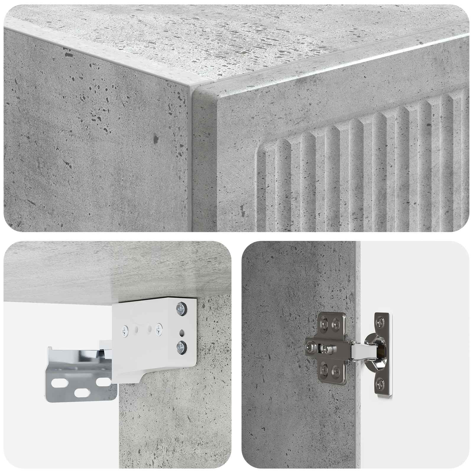 Wandschrank Betongrau 33 x 34,5 x 90 cm Holzwerkstoff