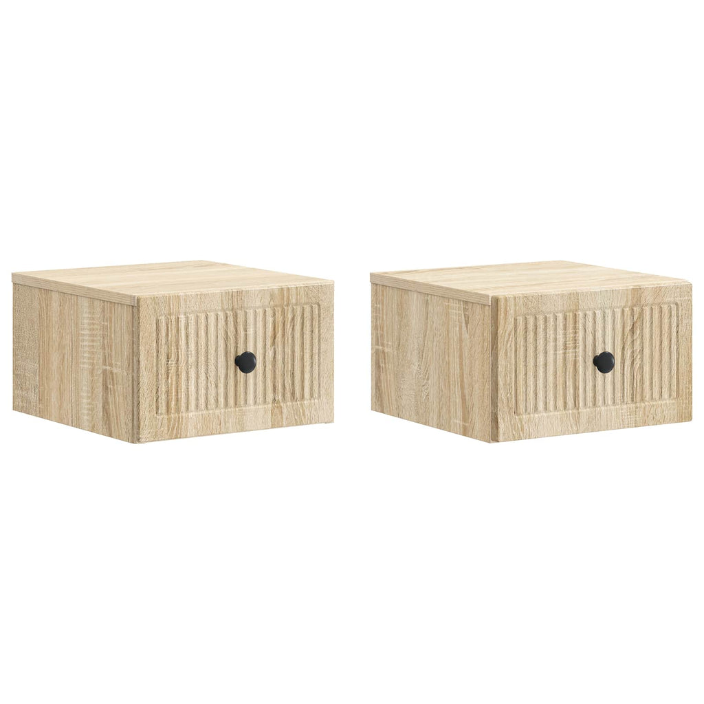 Wandmontierter Nachttisch 2 pcs Sonoma-Eiche 33 x 34,5 x 20 cm