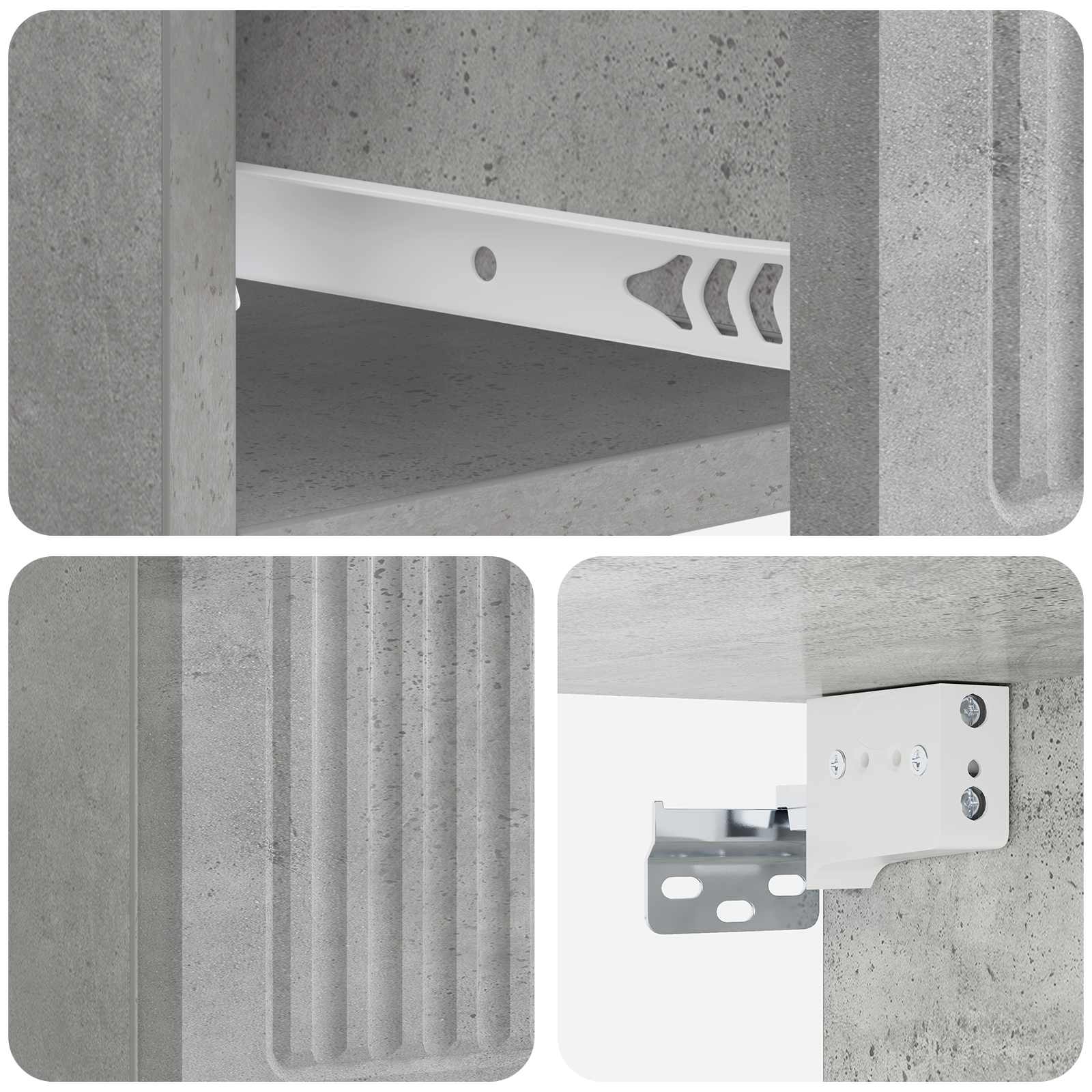 Wandmontierter Nachttisch 2 pcs Betongrau 33 x 34,5 x 20 cm