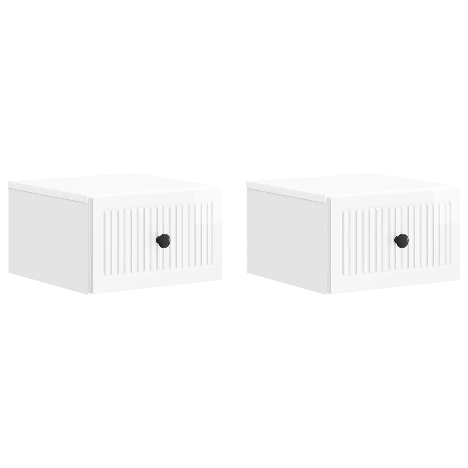 Wandmontierter Nachttisch 2 pcs Hochglanz Weiß Holzwerkstoff