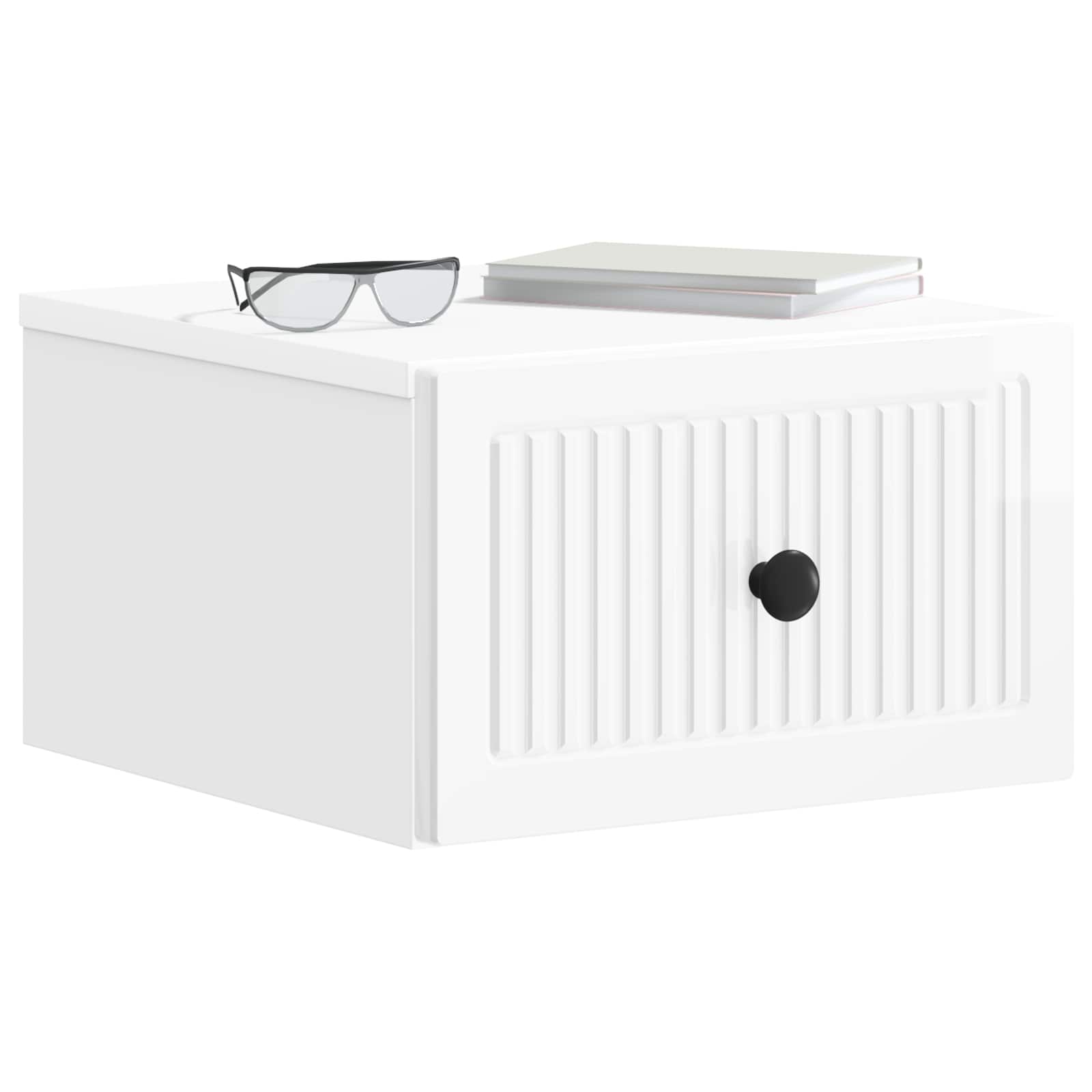 Wandmontierter Nachttisch 2 pcs Hochglanz Weiß Holzwerkstoff