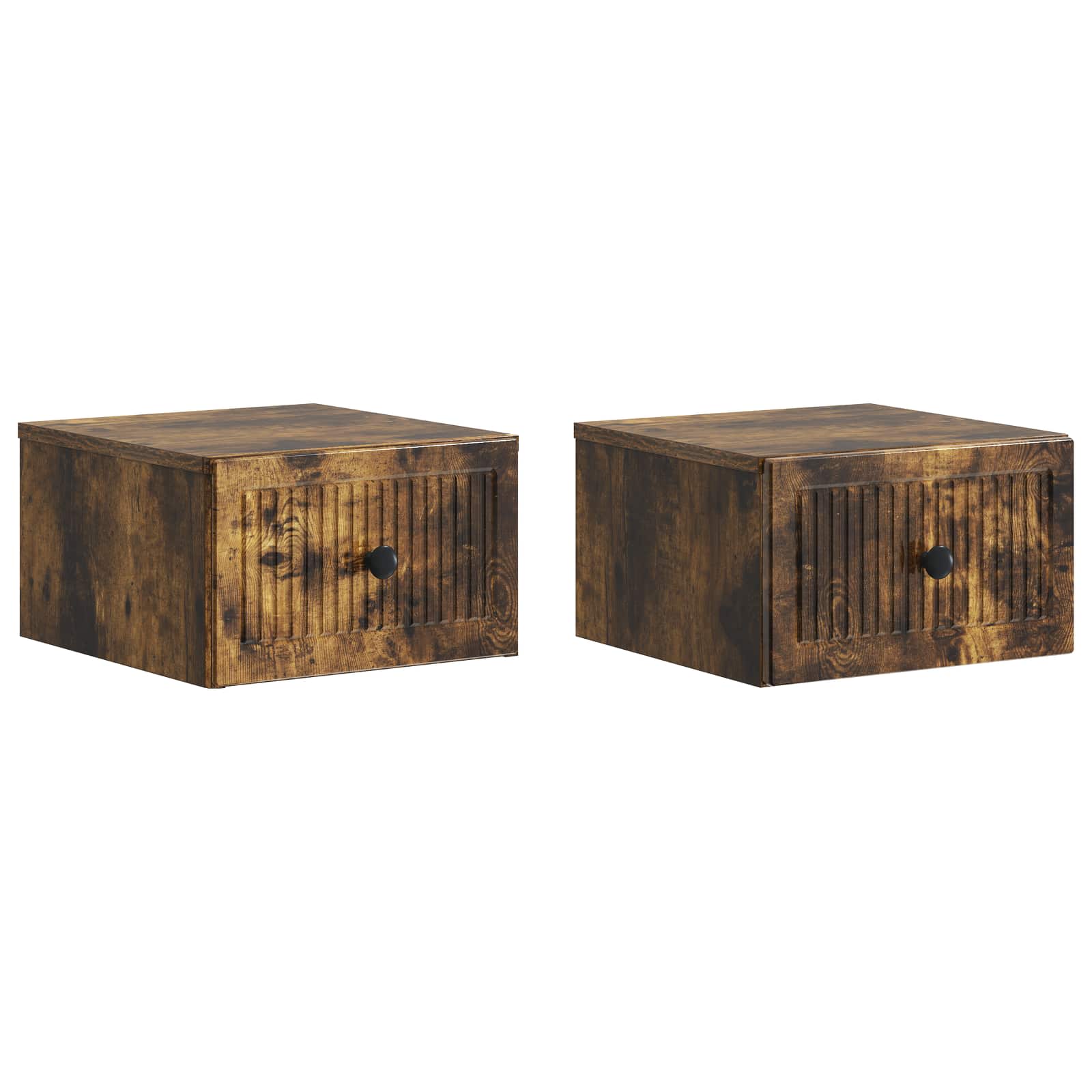 Wandmontierter Nachttisch 2 pcs Geräucherte Eiche Holzwerkstoff