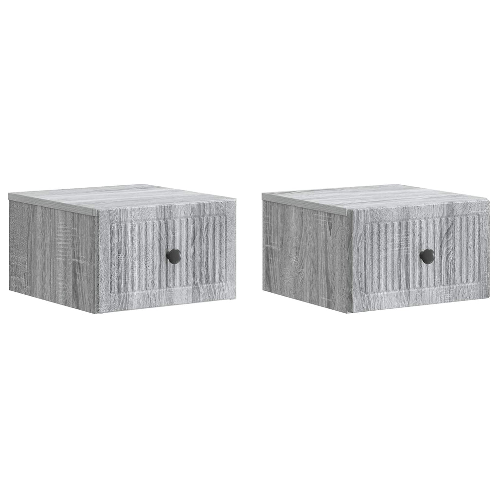 Wandmontierter Nachttisch 2 pcs Graues Sonoma 33 x 34,5 x 20 cm
