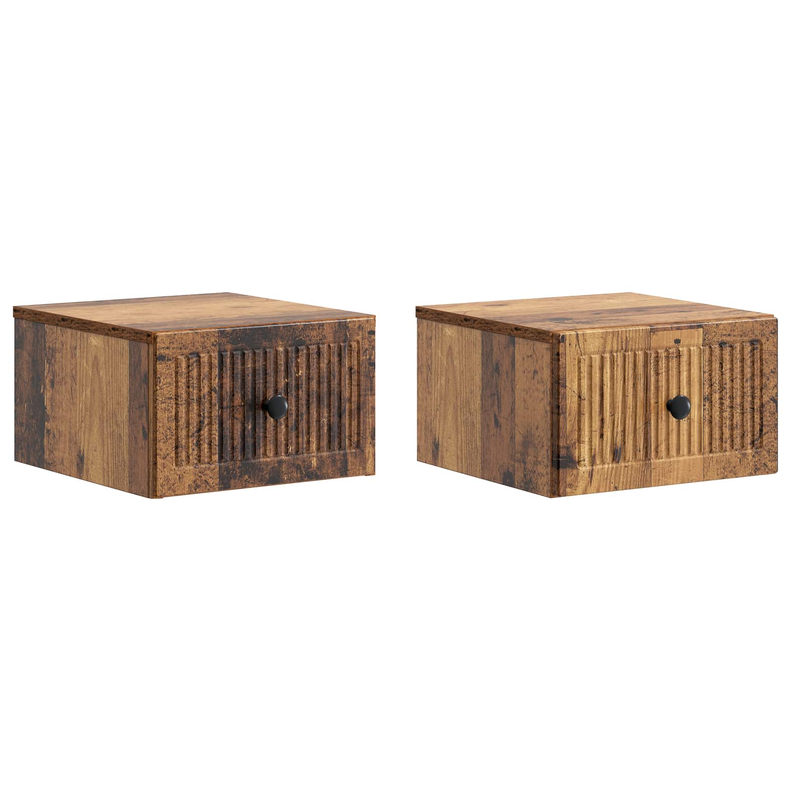Wandmontierter Nachttisch 2 pcs Altholz 33 x 34,5 x 20 cm