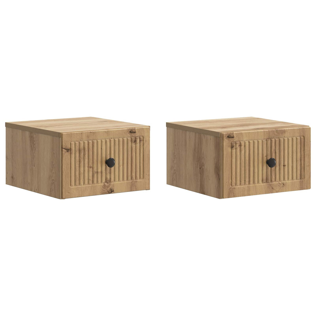 Wandmontierter Nachttisch 2 pcs Artisan-Eiche 33 x 34,5 x 20 cm