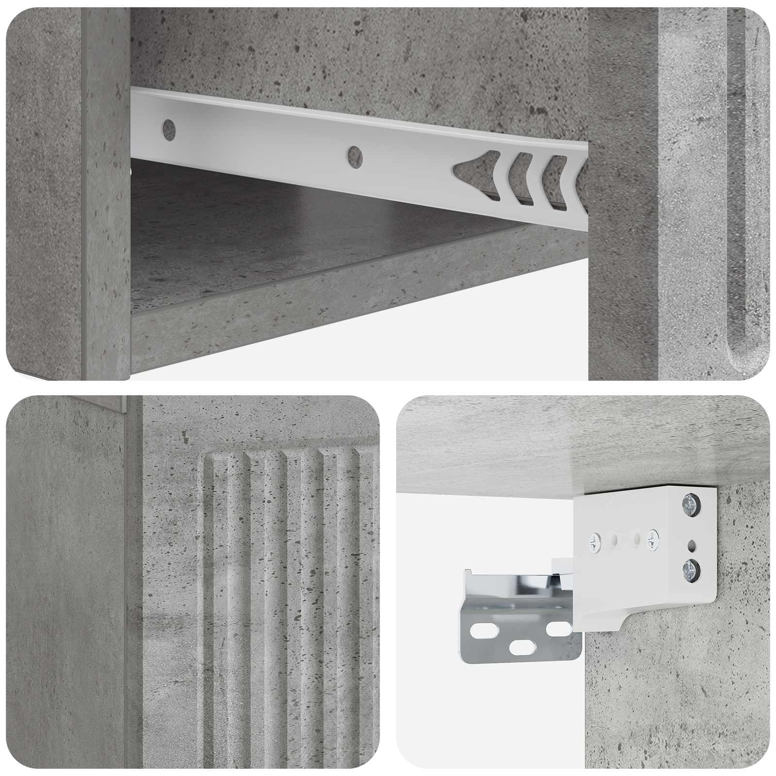 Nachttisch 2 pcs Betongrau 49 x 34,5 x 20 cm Holzwerkstoff