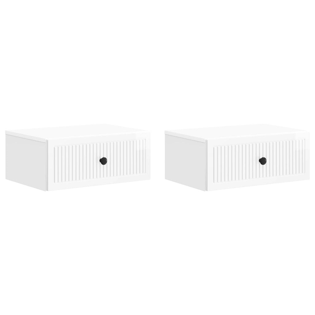 Nachttisch 2 pcs Hochglanz Weiß 49 x 34,5 x 20 cm Holzwerkstoff