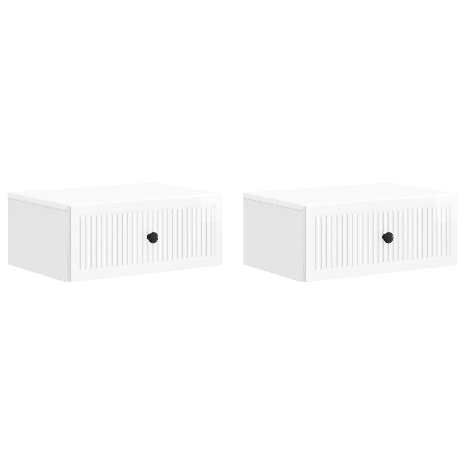 Nachttisch 2 pcs Hochglanz Weiß 49 x 34,5 x 20 cm Holzwerkstoff