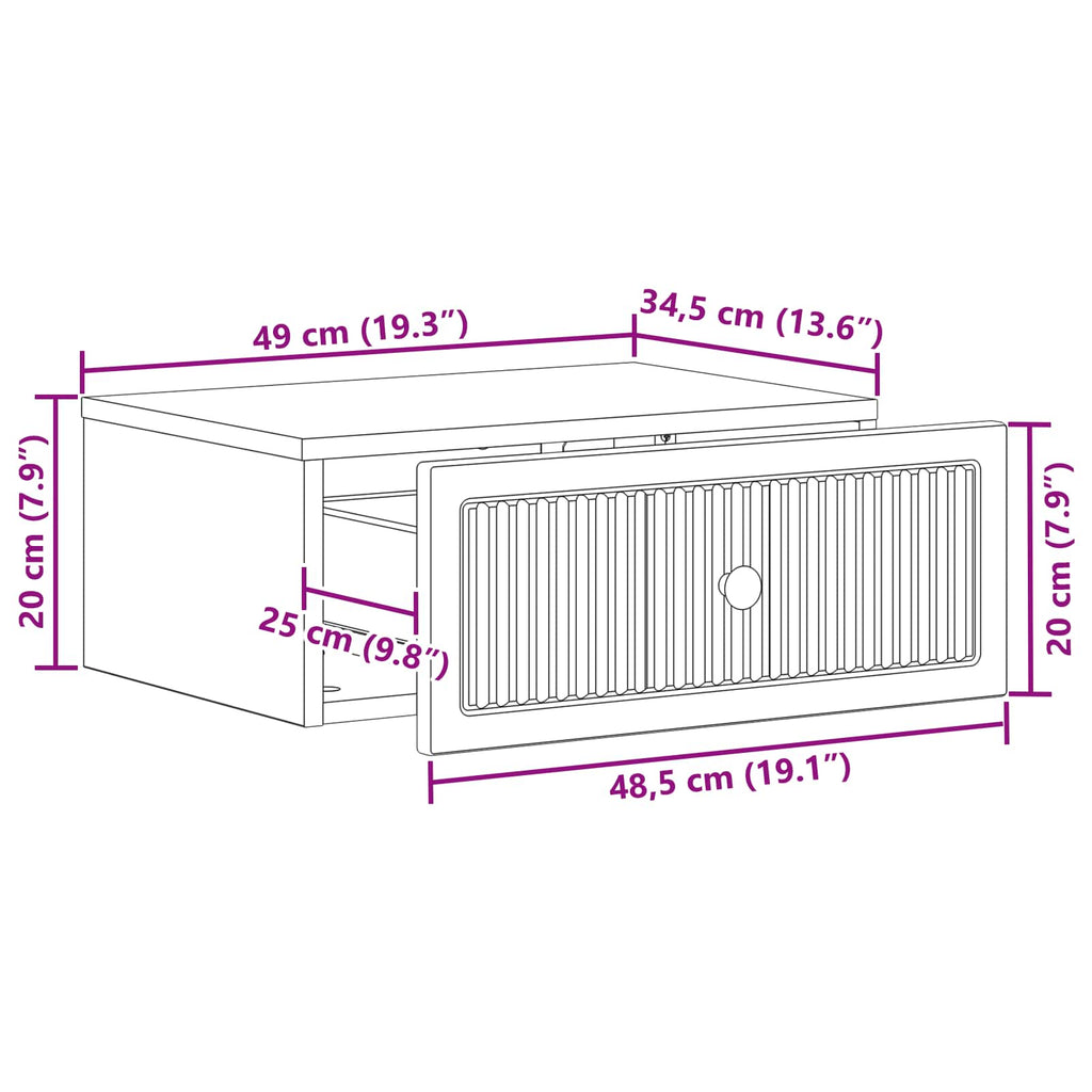 Nachttisch Geräucherte Eiche 49 x 34,5 x 20 cm Holzwerkstoff