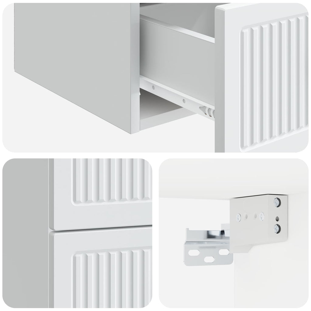 Wandmontierter Nachttisch 2 pcs Weiß 33 x 34,5 x 40 cm