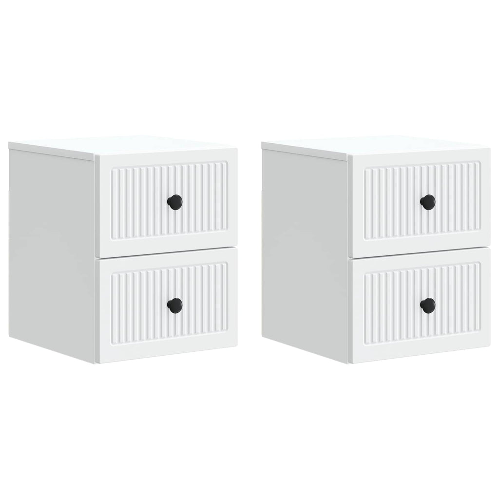 Wandmontierter Nachttisch 2 pcs Weiß 33 x 34,5 x 40 cm