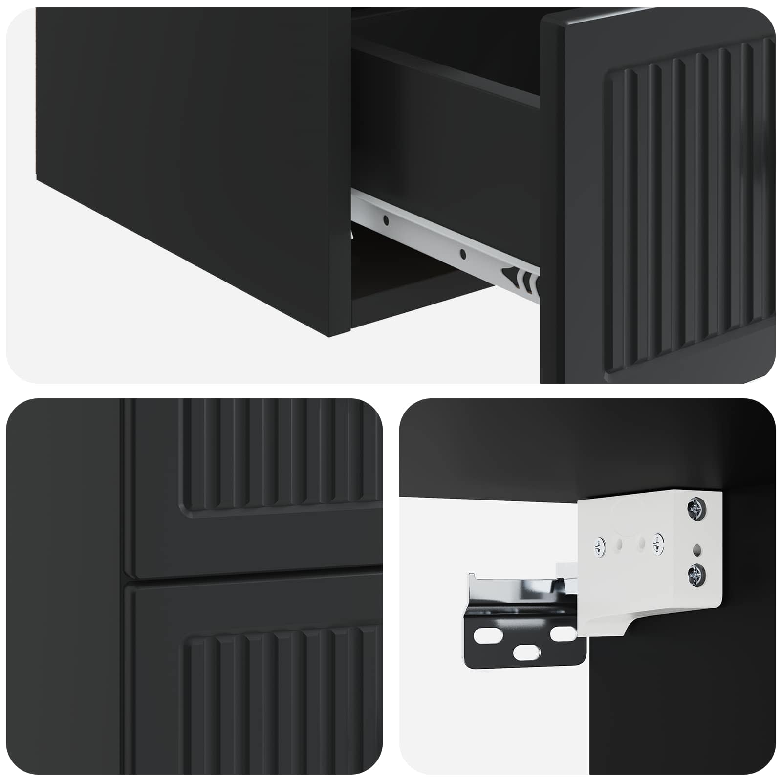 Wandmontierter Nachttisch 2 pcs Schwarz 33 x 34,5 x 40 cm