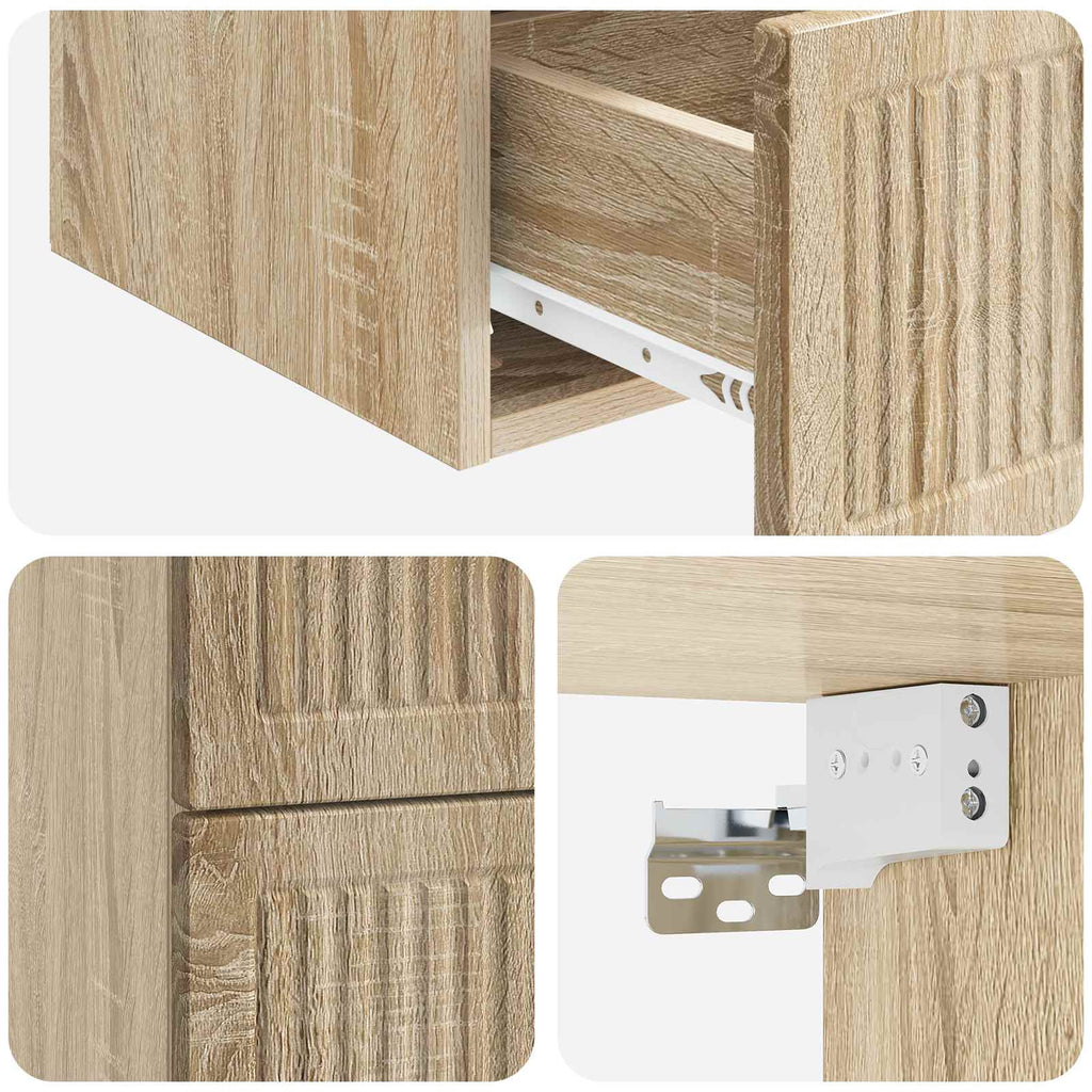 Wandmontierter Nachttisch 2 pcs Sonoma-Eiche 33 x 34,5 x 40 cm