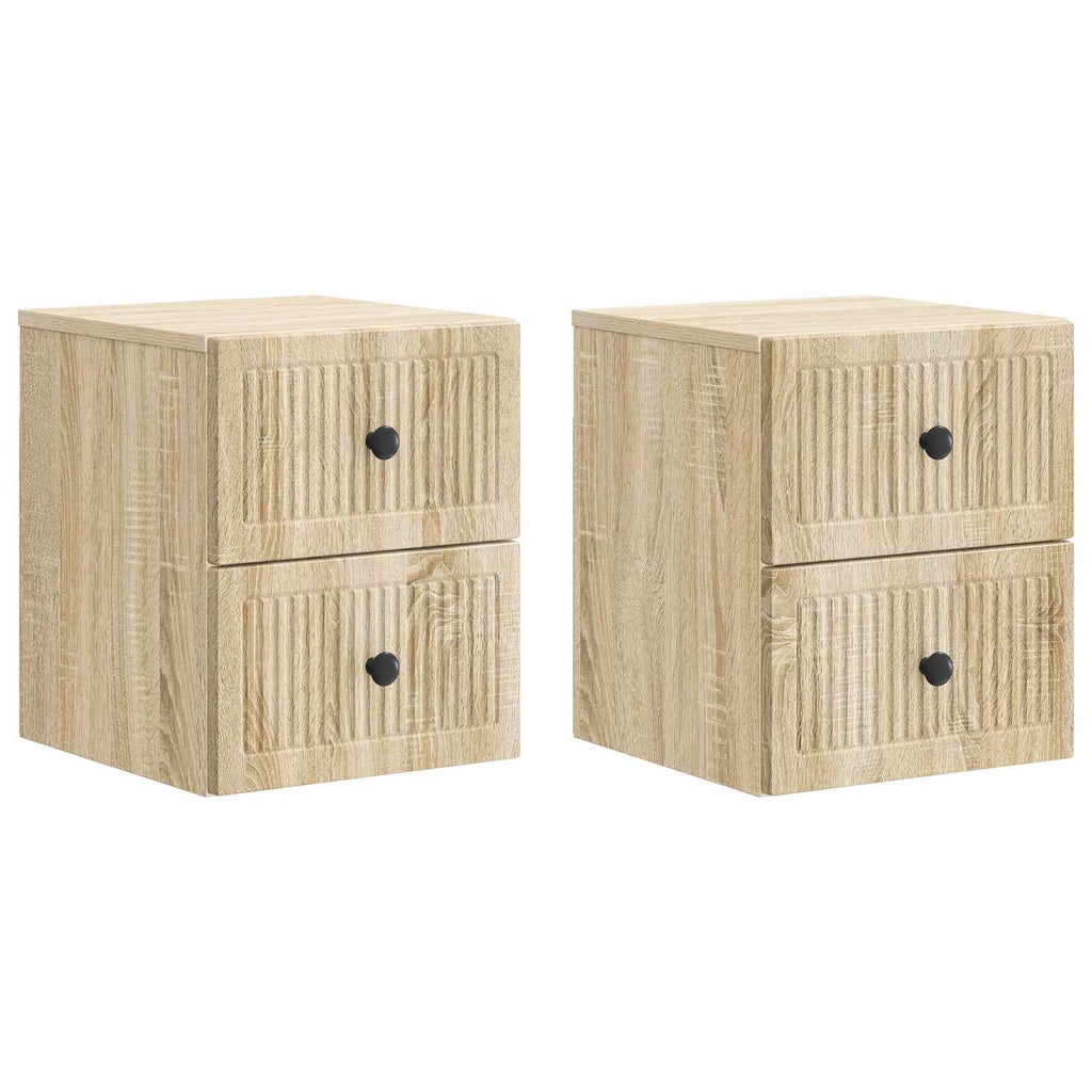 Wandmontierter Nachttisch 2 pcs Sonoma-Eiche 33 x 34,5 x 40 cm
