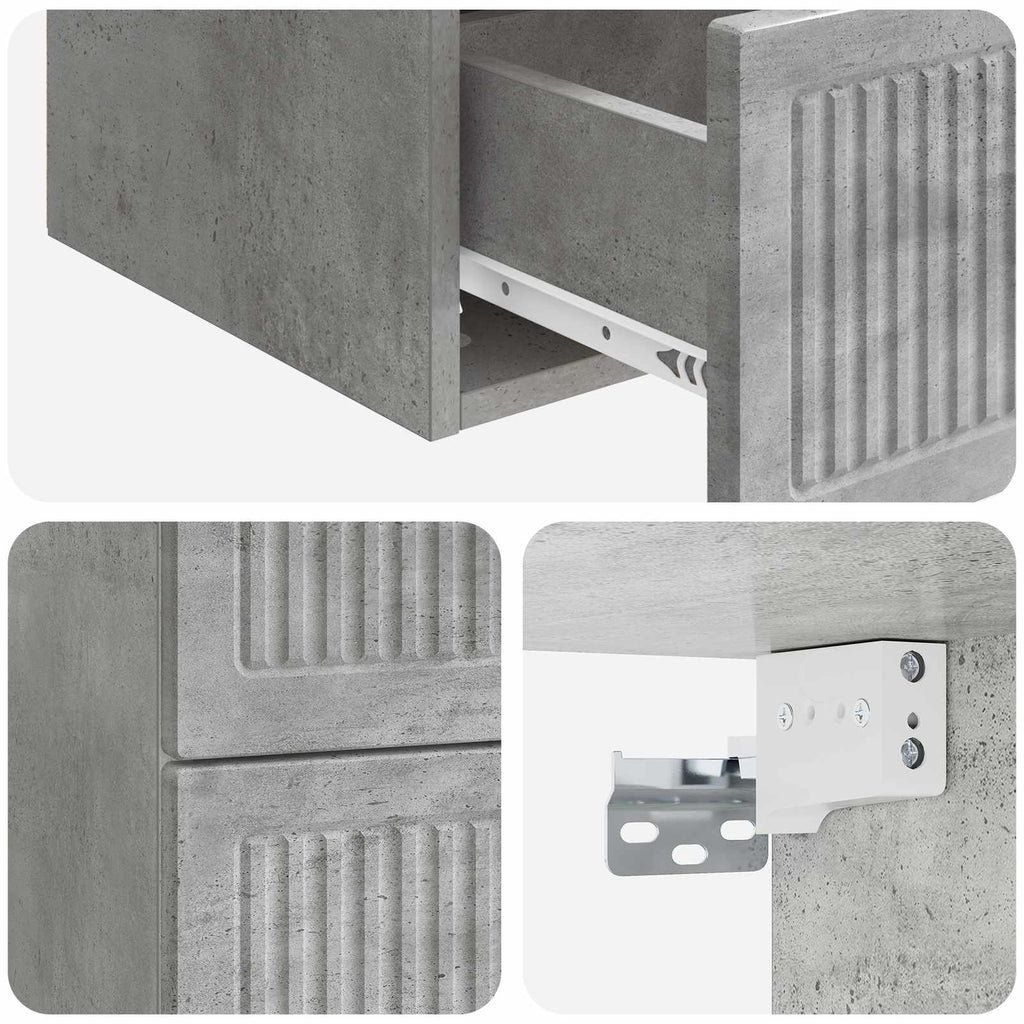 Wandmontierter Nachttisch 2 pcs Betongrau 33 x 34,5 x 40 cm