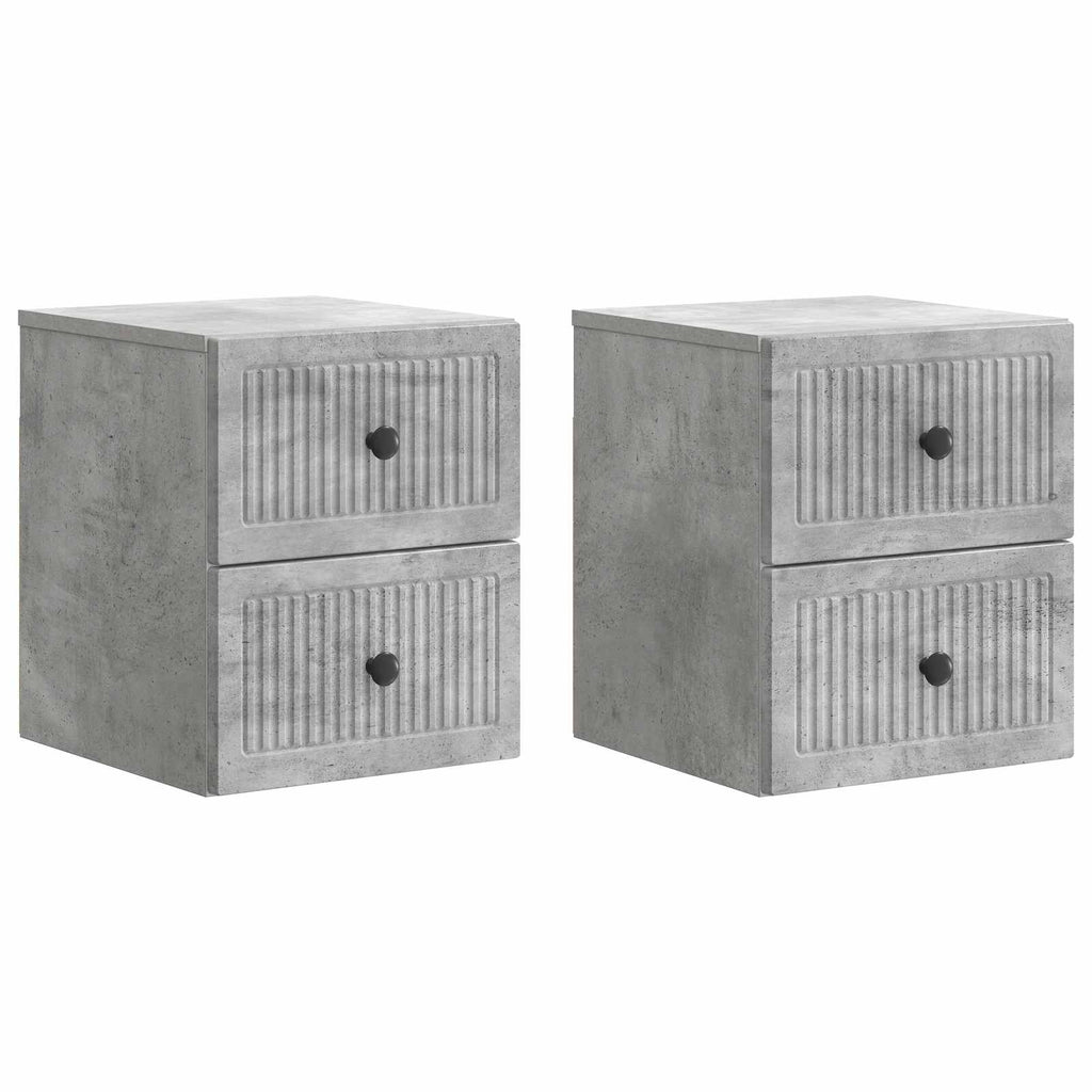 Wandmontierter Nachttisch 2 pcs Betongrau 33 x 34,5 x 40 cm