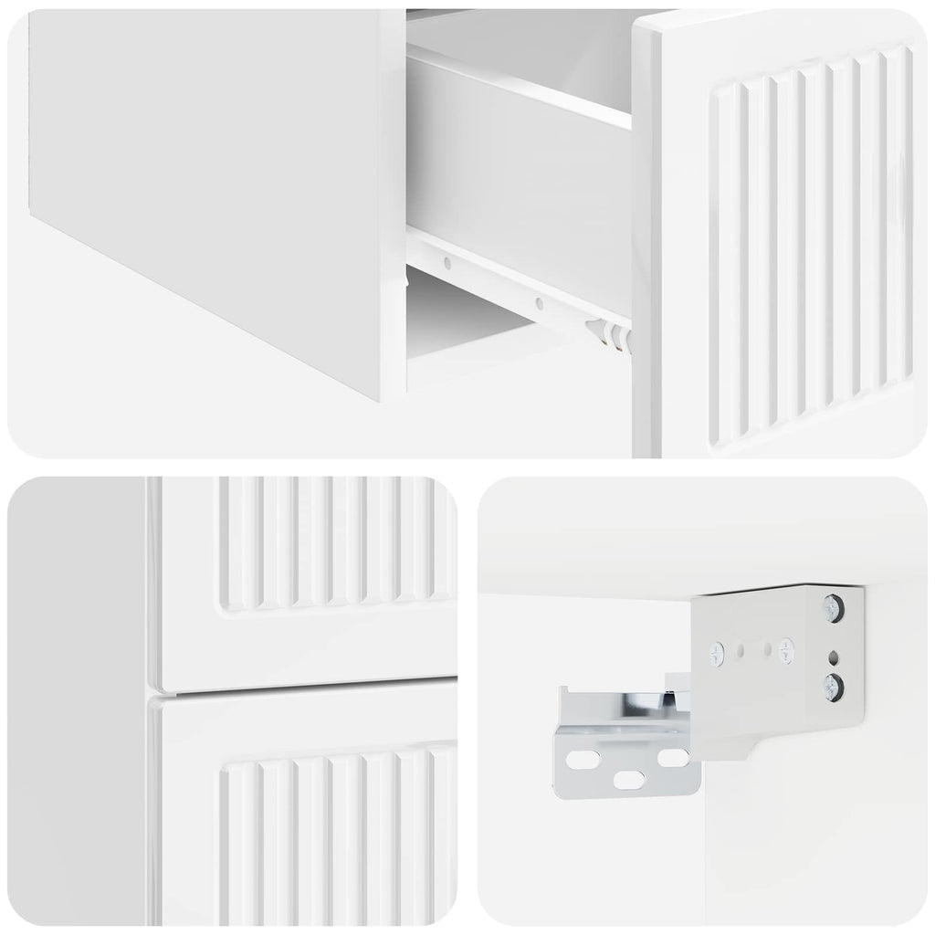 Wandmontierter Nachttisch 2 pcs Hochglanz Weiß Holzwerkstoff
