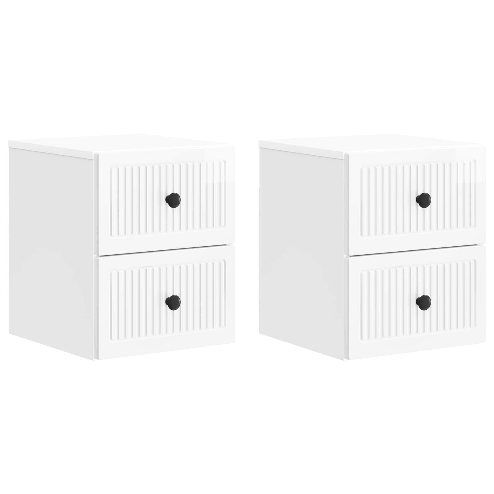 Wandmontierter Nachttisch 2 pcs Hochglanz Weiß Holzwerkstoff