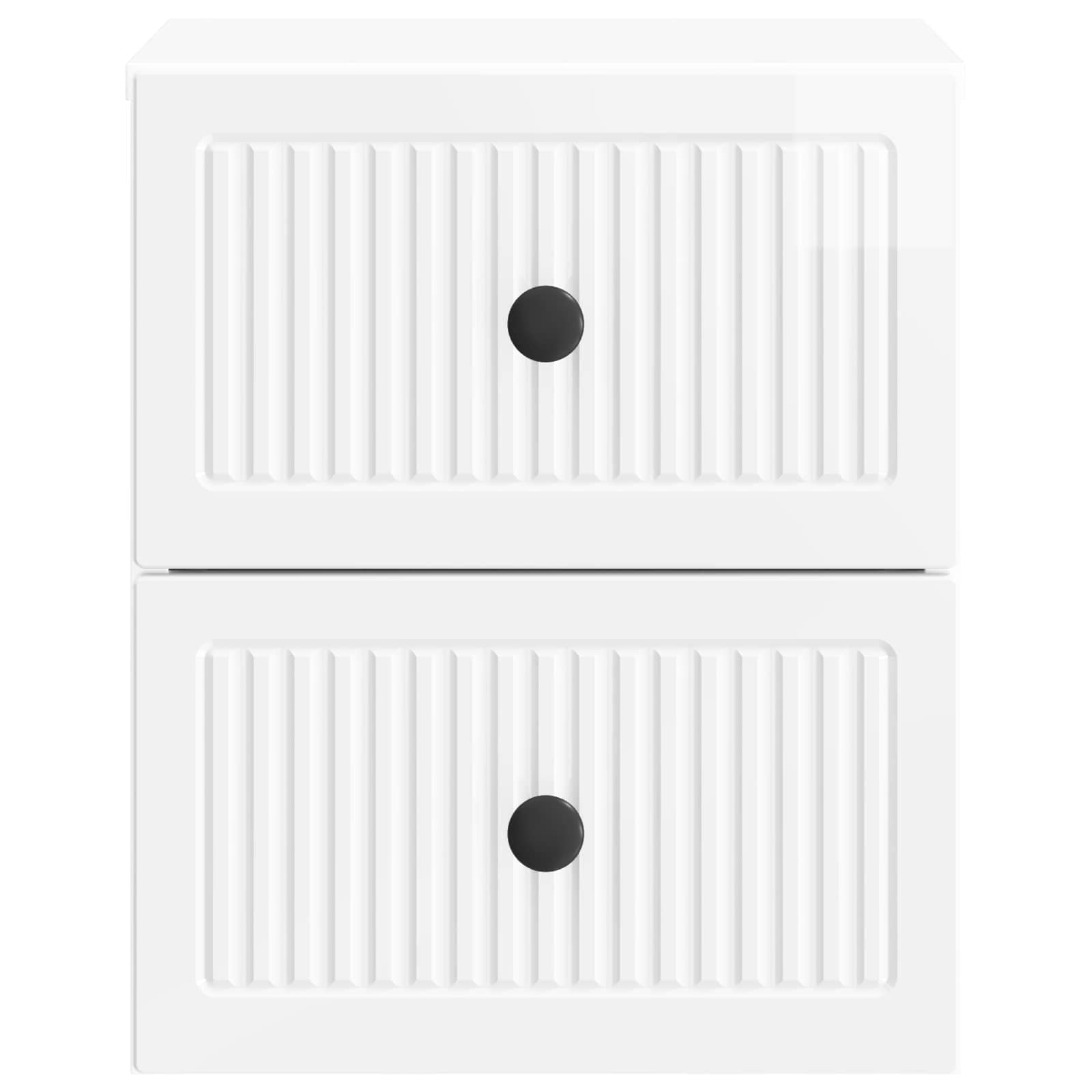 Wandmontierter Nachttisch 2 pcs Hochglanz Weiß Holzwerkstoff
