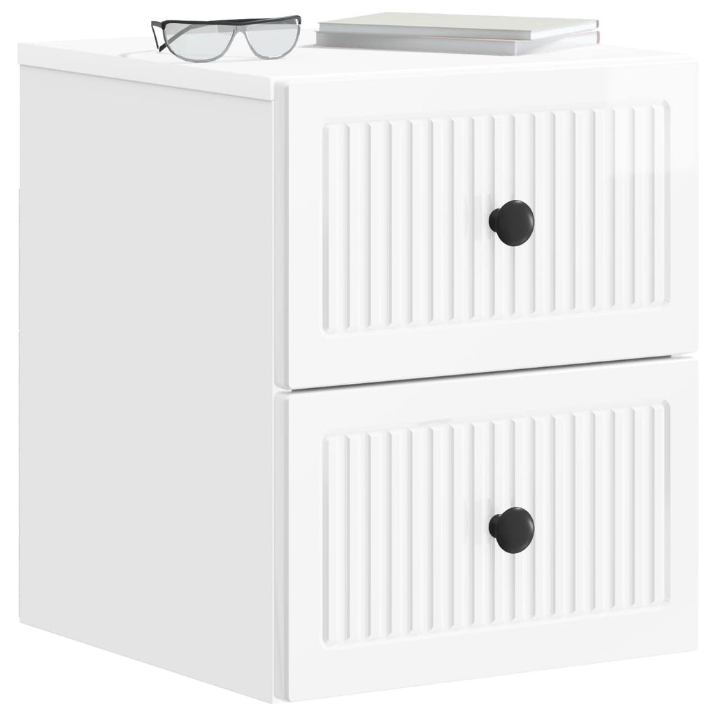 Wandmontierter Nachttisch 2 pcs Hochglanz Weiß Holzwerkstoff