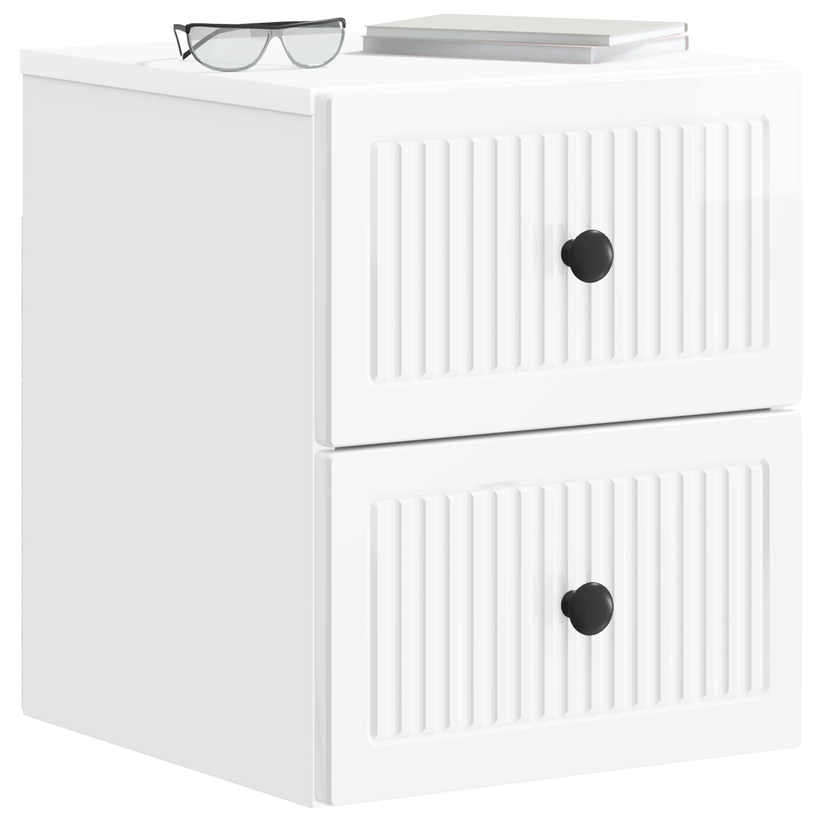 Wandmontierter Nachttisch 2 pcs Hochglanz Weiß Holzwerkstoff