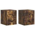 Wandmontierter Nachttisch 2 pcs Geräucherte Eiche Holzwerkstoff