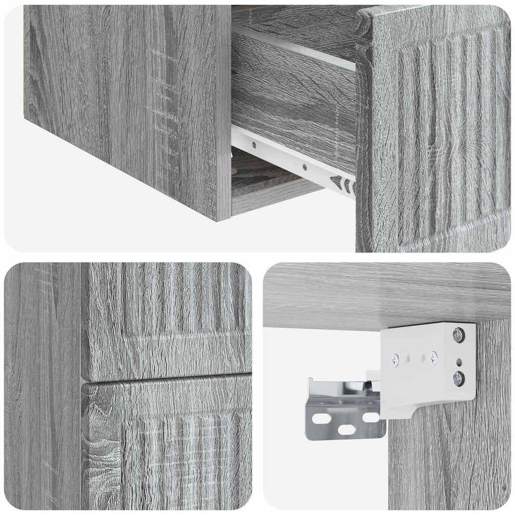 Wandmontierter Nachttisch Graues Sonoma 33 x 34,5 x 40 cm