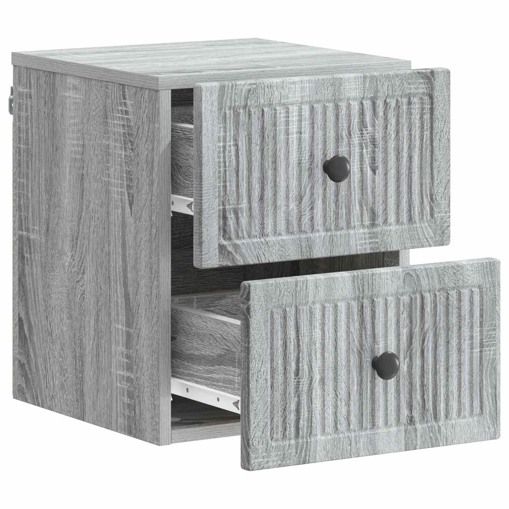 Wandmontierter Nachttisch Graues Sonoma 33 x 34,5 x 40 cm
