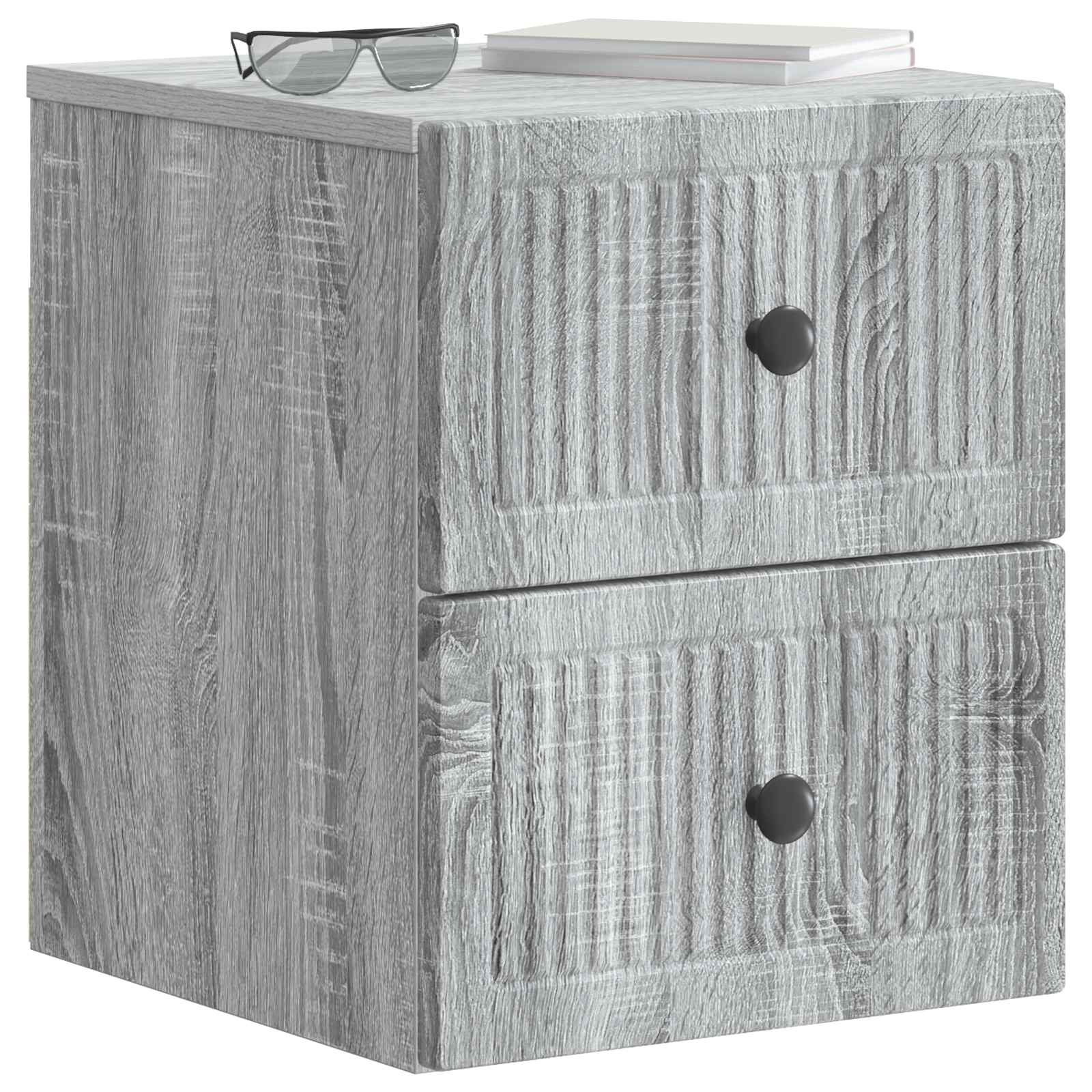 Wandmontierter Nachttisch Graues Sonoma 33 x 34,5 x 40 cm